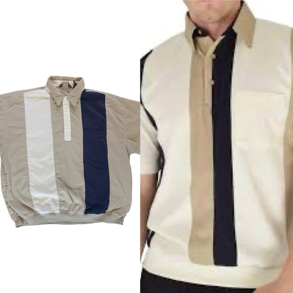 VNT David Taylor Cream & Blue Short Sleeve Grandpa Core Pullover